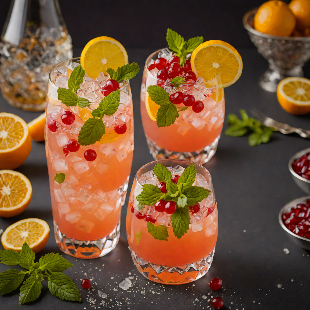 Layered Citrus Rum Punch with Fresh Mint and Grenadine