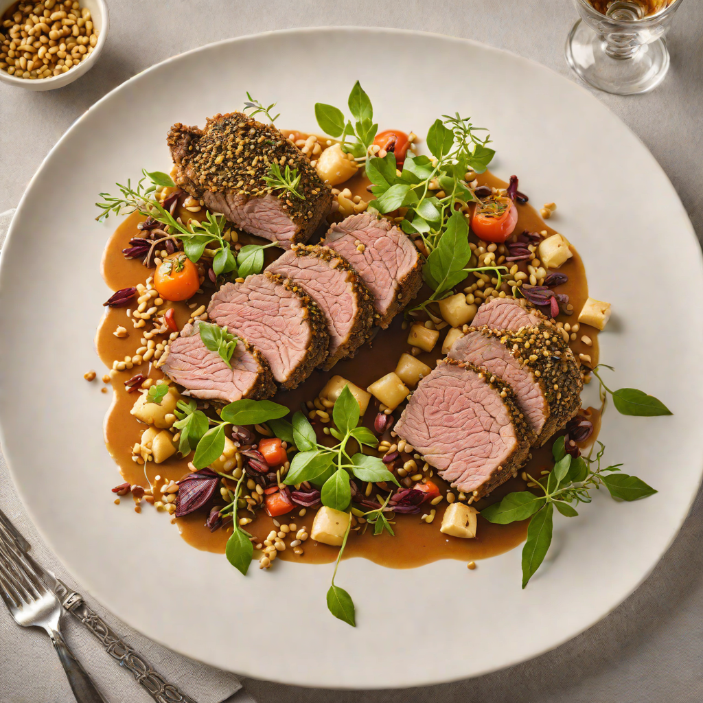 Slow-Roasted Lamb with Wattleseed and Macadamia Crust