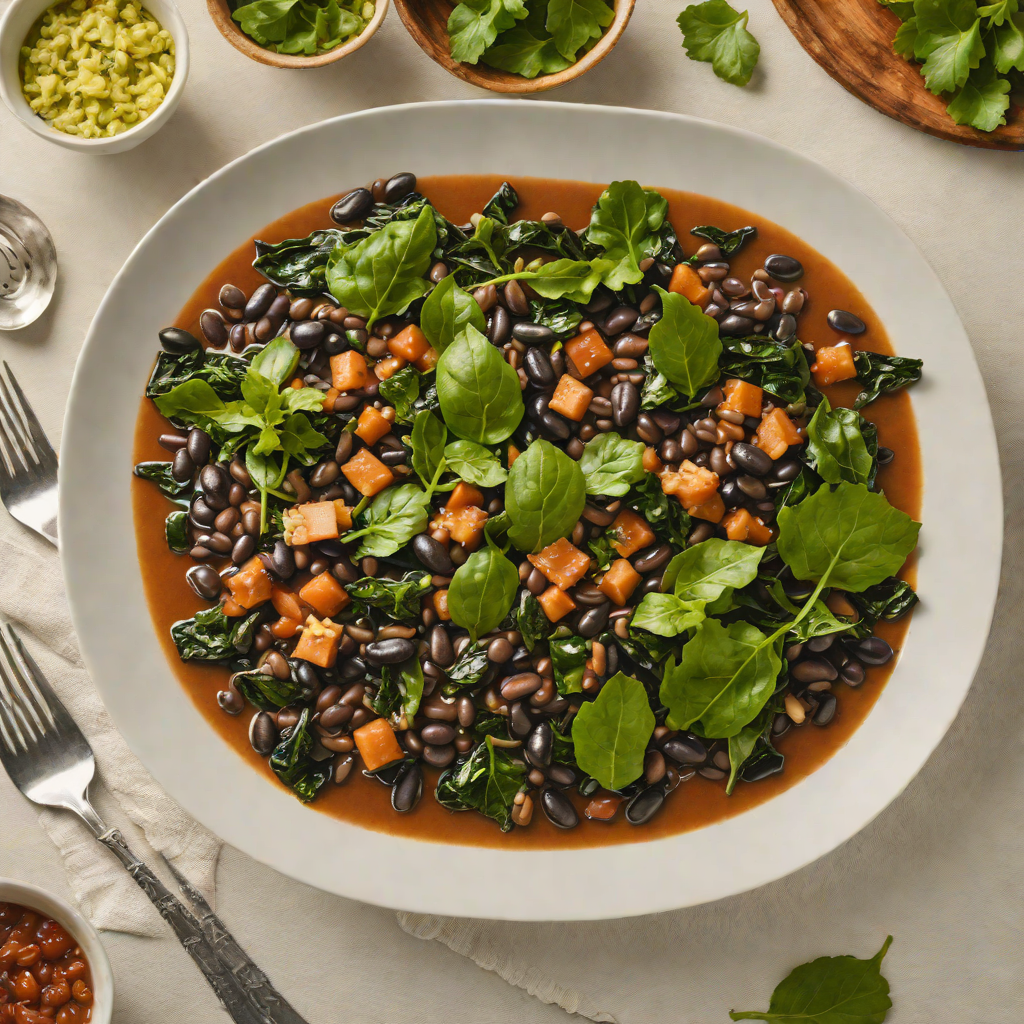 Coconut-Stewed Black Beans with Collard Greens