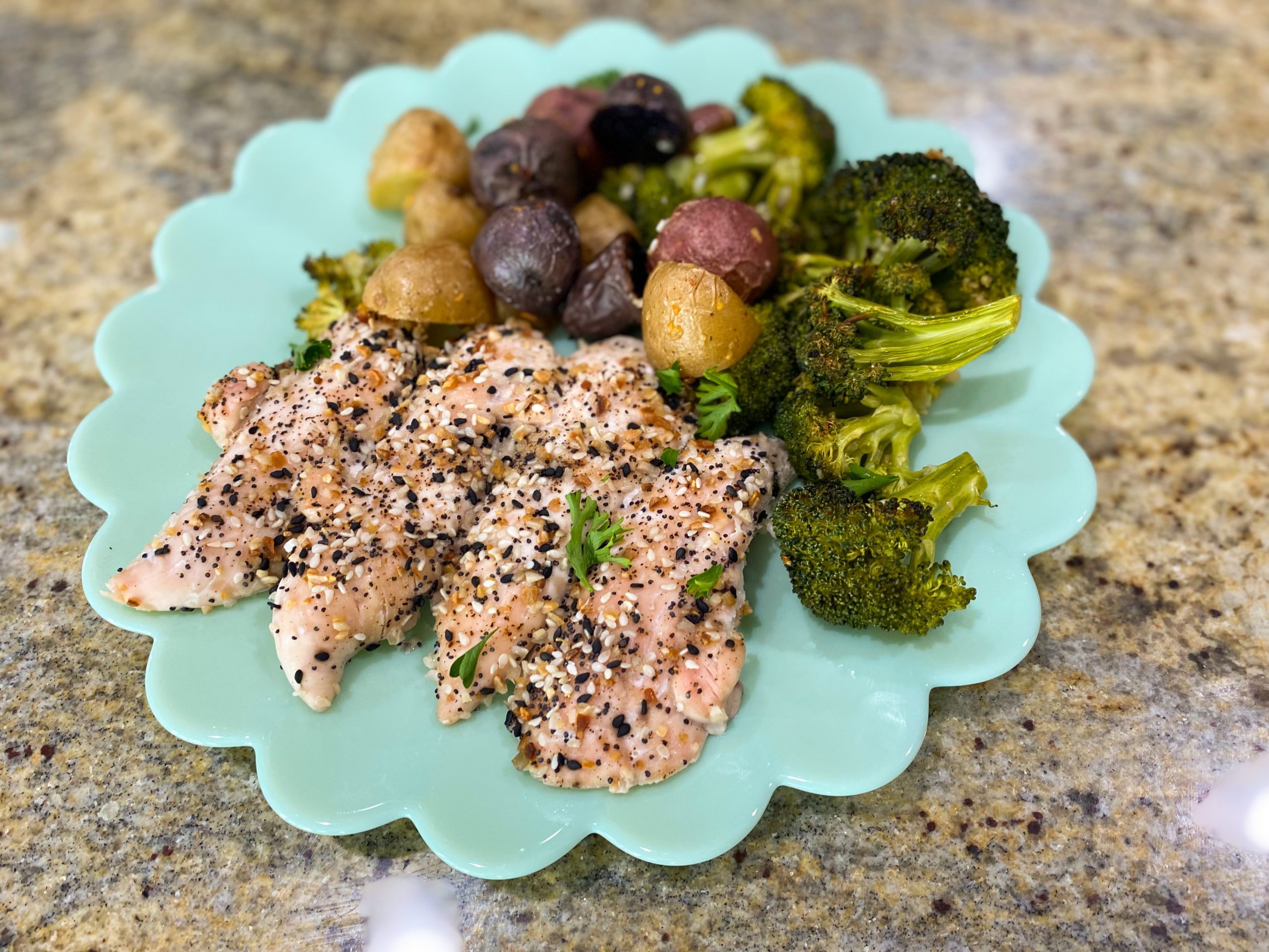 Everything Bagel Chicken & Veggie Sheet Pan