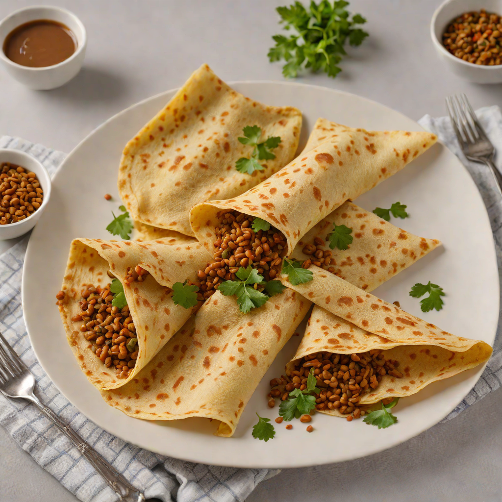 Injera Crêpe with Spiced Lentil Misir Wot Filling