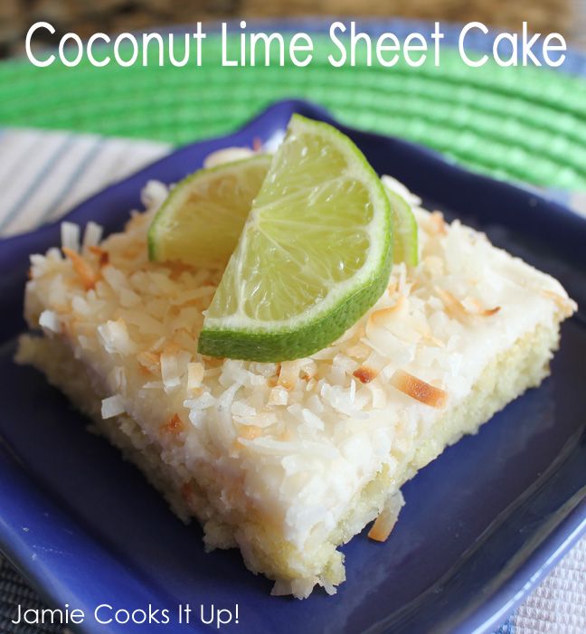 Lime and Coconut Sheet Cake with Toasted Coconut Garnish