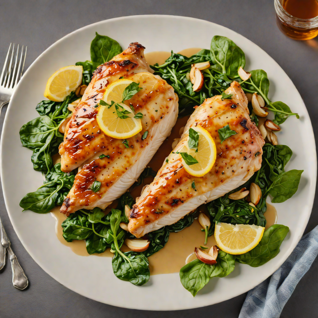 Pan-Seared Chicken with Honey-Lemon Glaze and Garlic Spinach