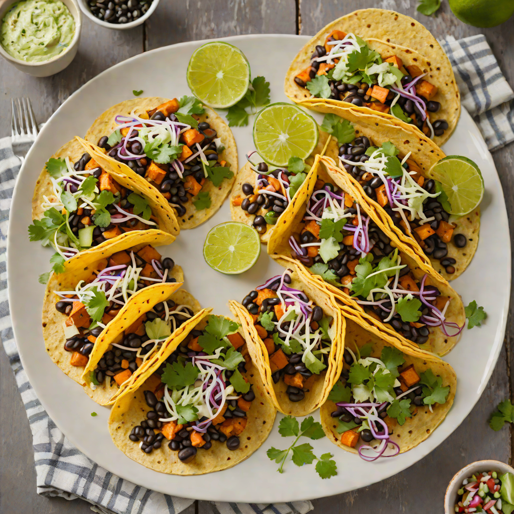Jazz-Inspired Sweet Potato and Black Bean Tacos with Cilantro Lime Slaw