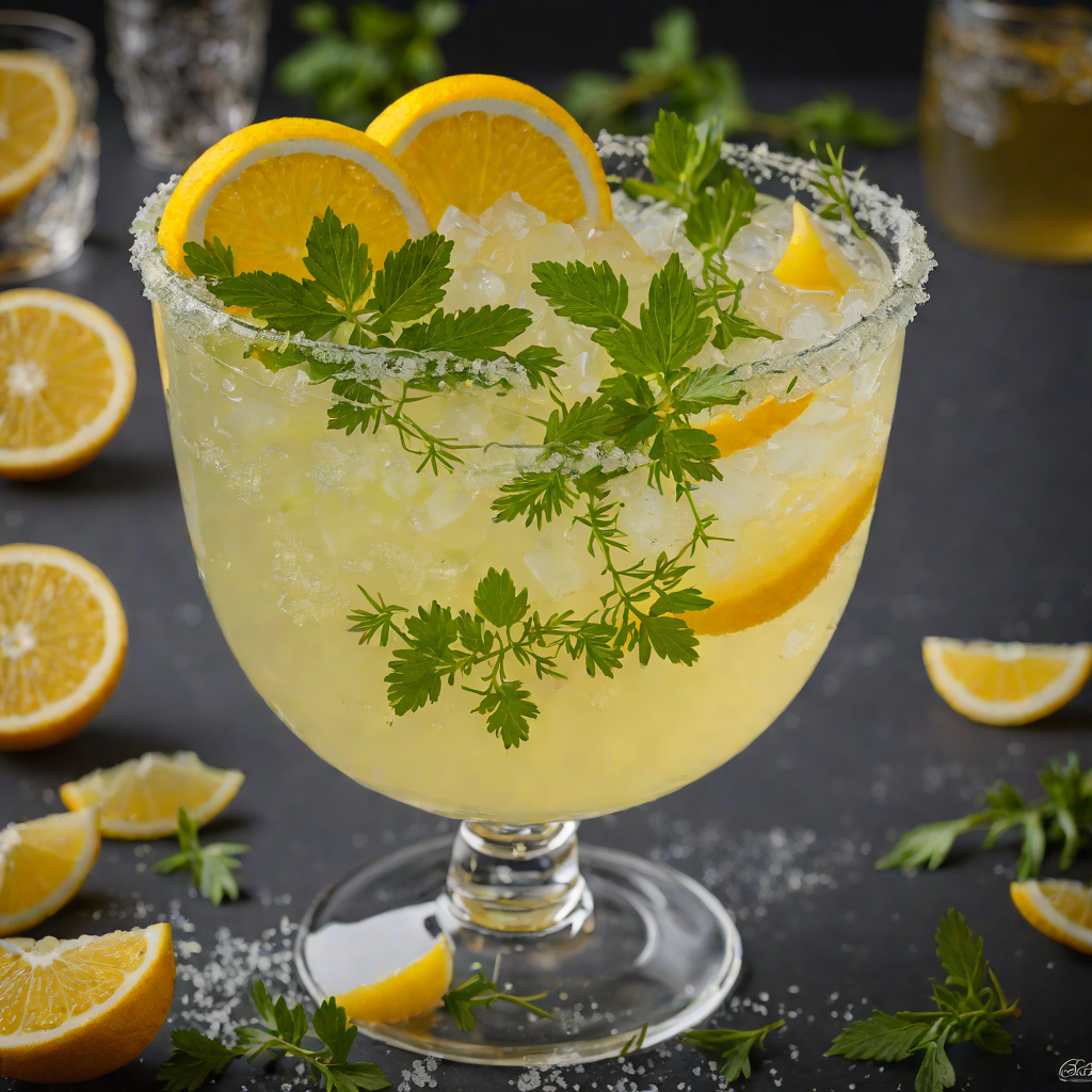 Frozen Absinthe Citrus Punch with Fresh Herbs