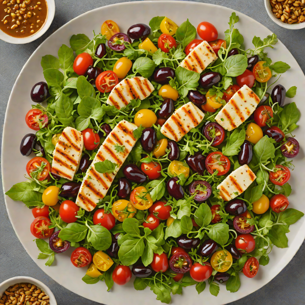 Pan-Seared Halloumi Salad with Cherry Tomatoes and Kalamata Olives