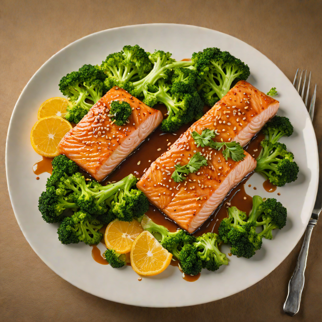Pan-Seared Salmon with Citrus Soy Glaze and Sesame Broccoli
