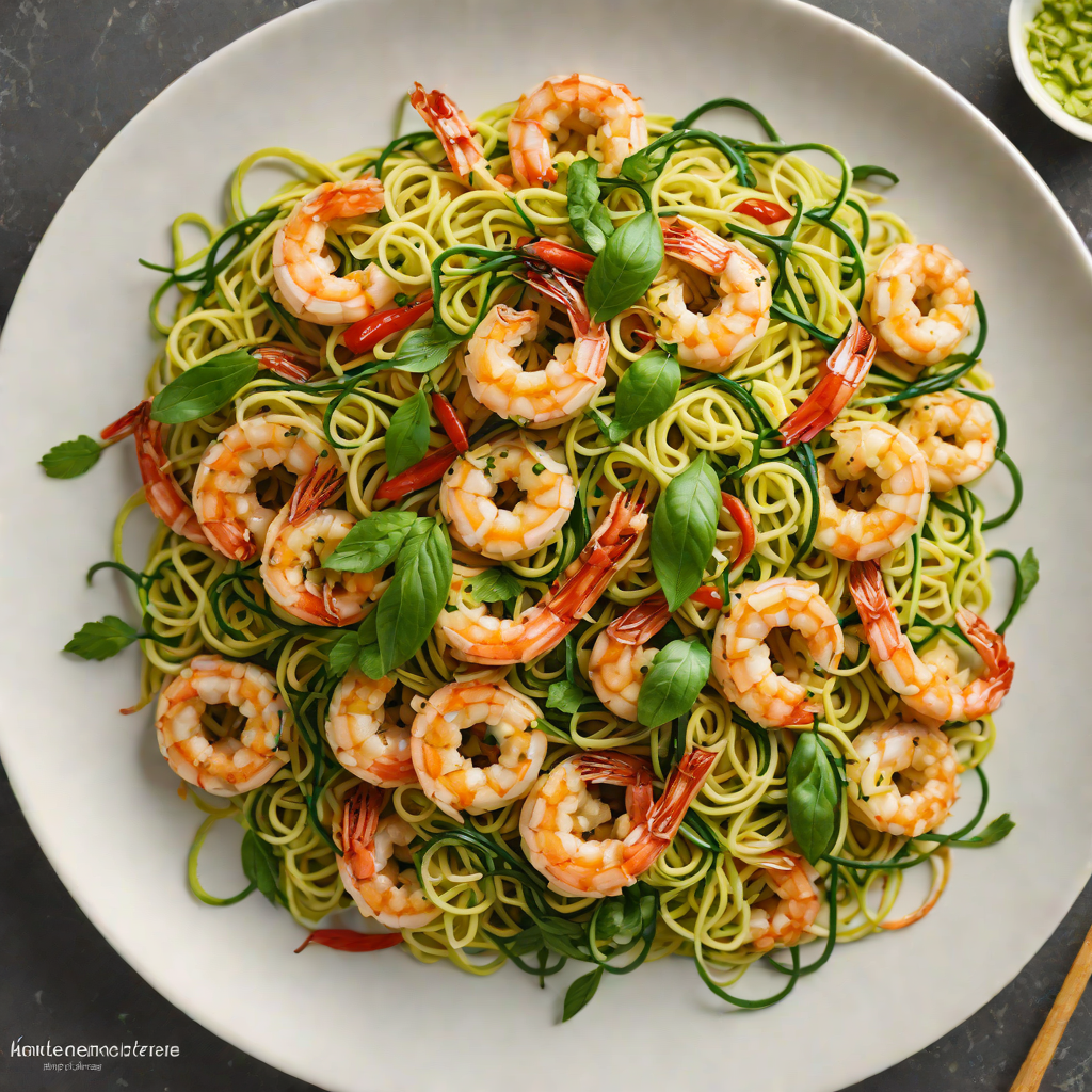 Stir-Fried Shrimp with Zucchini Noodles and Thai Basil
