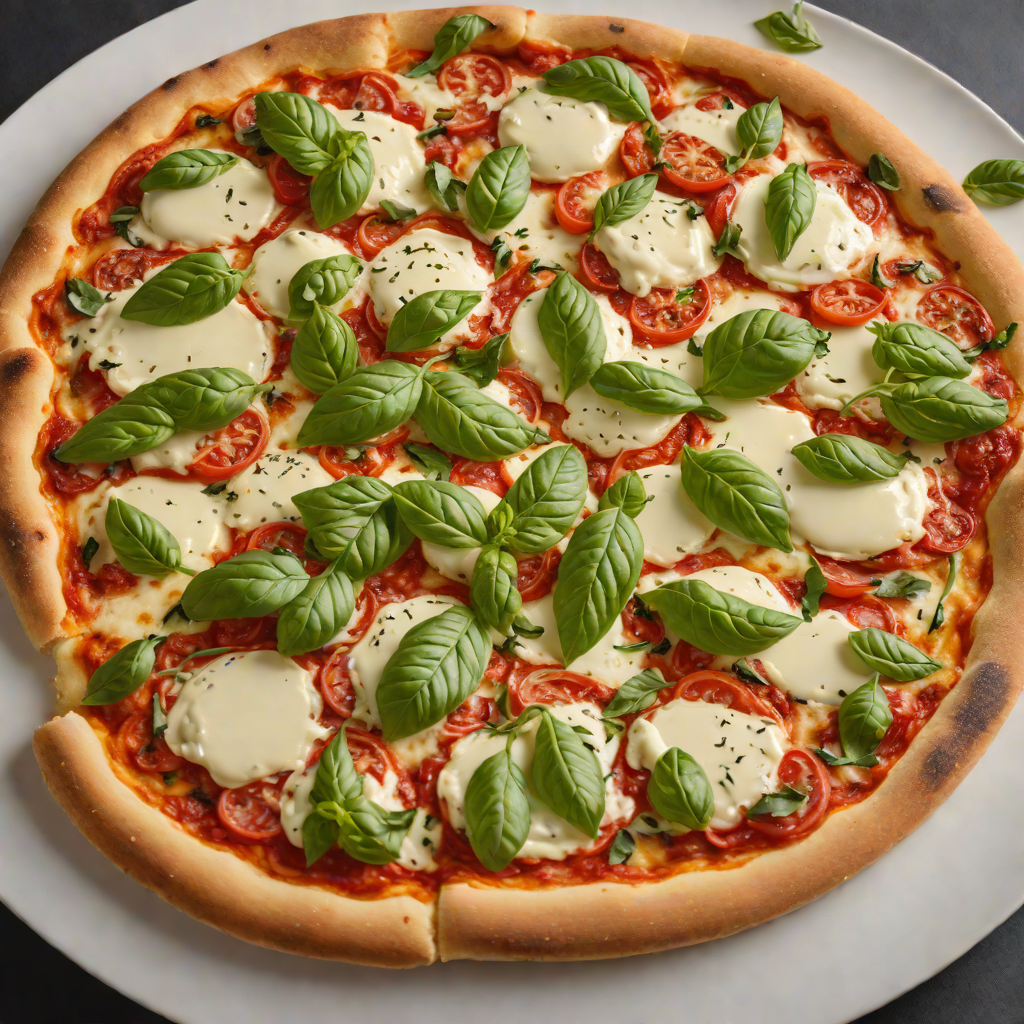 Hand-Tossed Margherita Pizza with Fresh Basil and Mozzarella