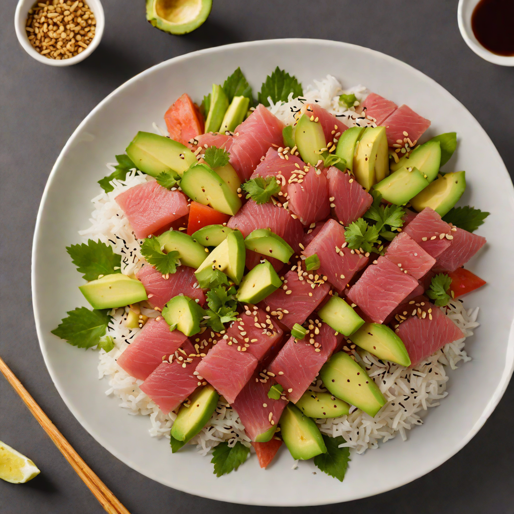 Sushi-Grade Tuna Poke Bowl with Sesame and Avocado