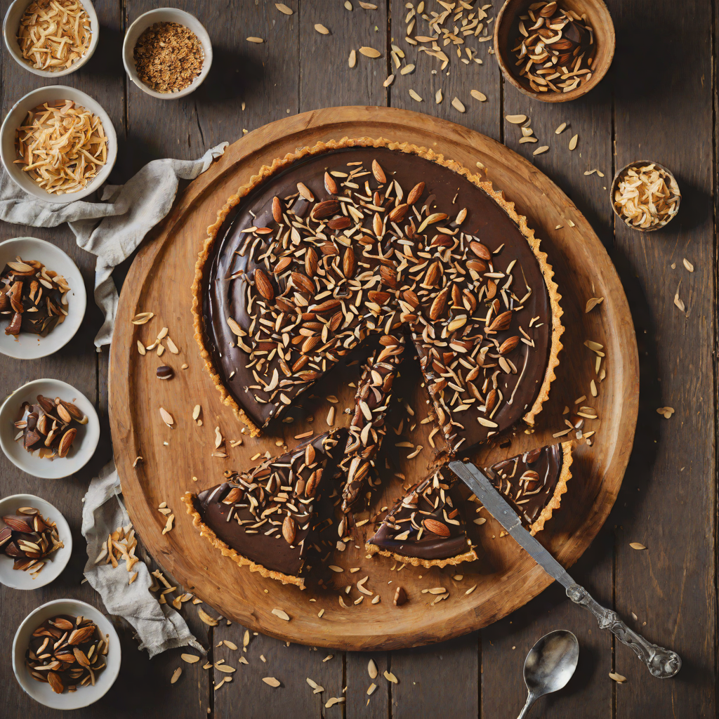 No-Bake Chocolate Almond Tart with Toasted Coconut