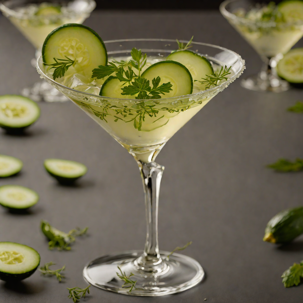 Herb-Infused Vodka Martini with Cucumber and Thyme