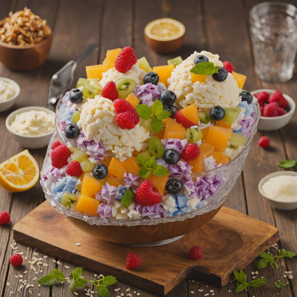 Halo-Halo Inspired Sweet Shaved Ice with Fruit and Cream
