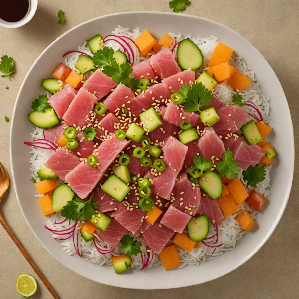 Sushi-Grade Tuna Poke Bowl with Sesame Soy Dressing