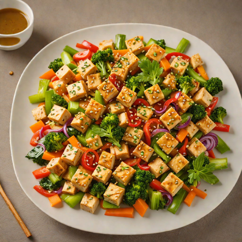 Stir-Fried Tofu and Mixed Vegetables with Sesame-Ginger Sauce