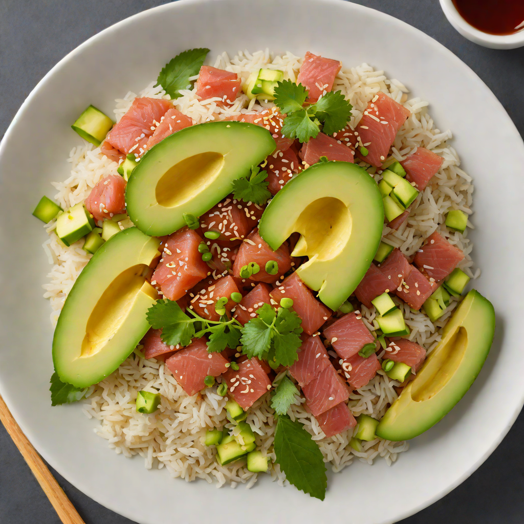 Sushi-Style Spicy Tuna Rice Bowl with Avocado