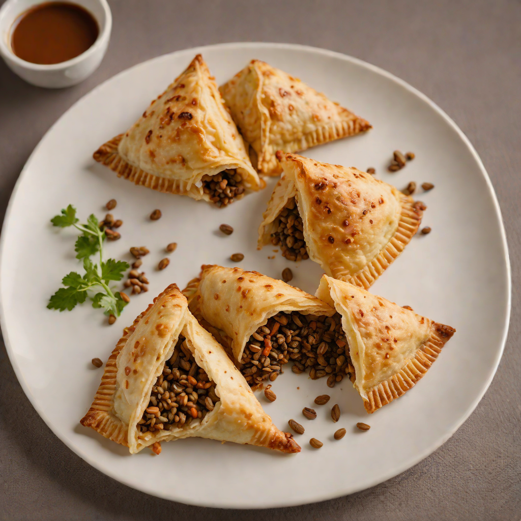 Pan-Fried Sambusa with Lentil and Spiced Beef Filling