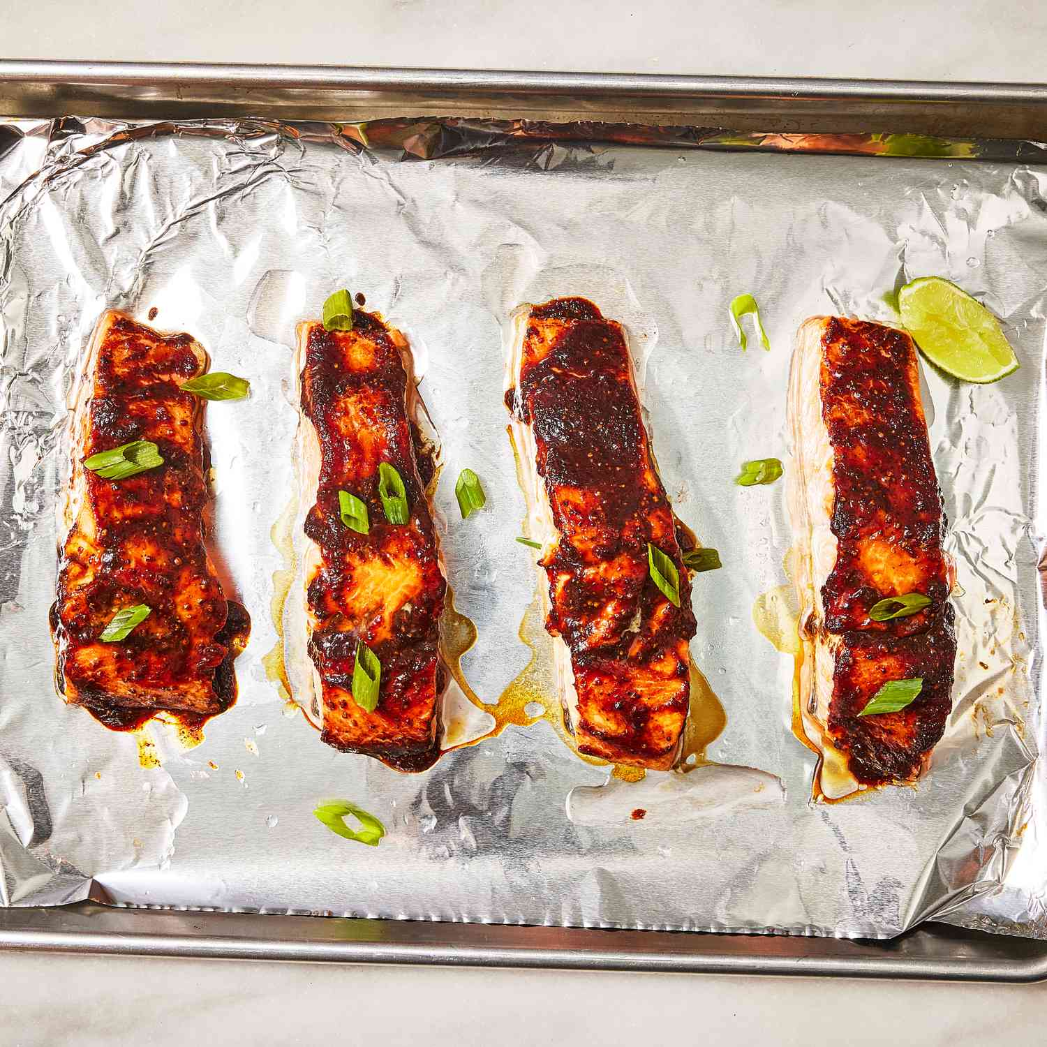 Miso-Glazed Salmon with Sesame Spinach and Scallions
