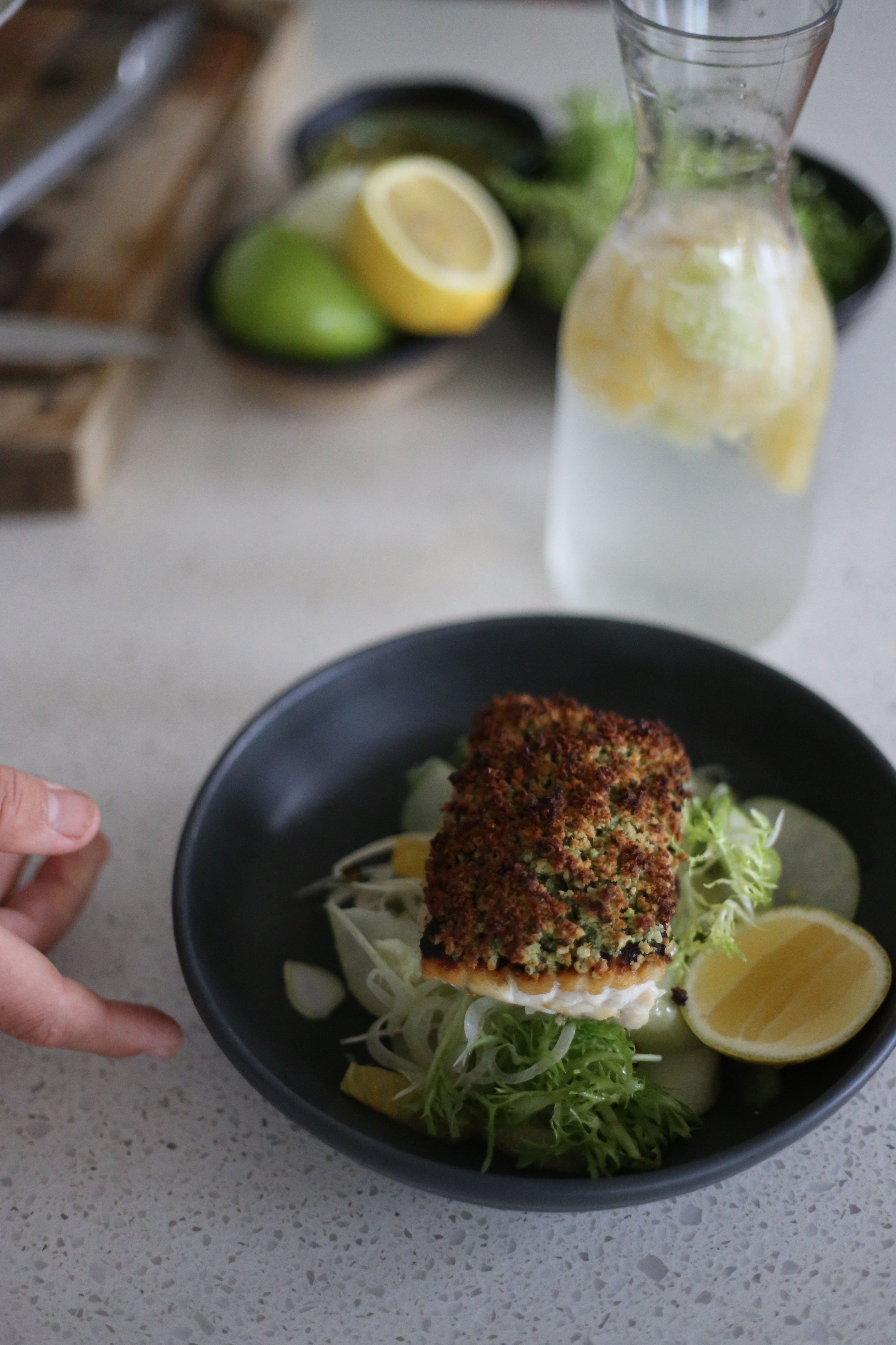 Barramundi Pan-Fried with Macadamia Nut Crust and Finger Lime Salsa