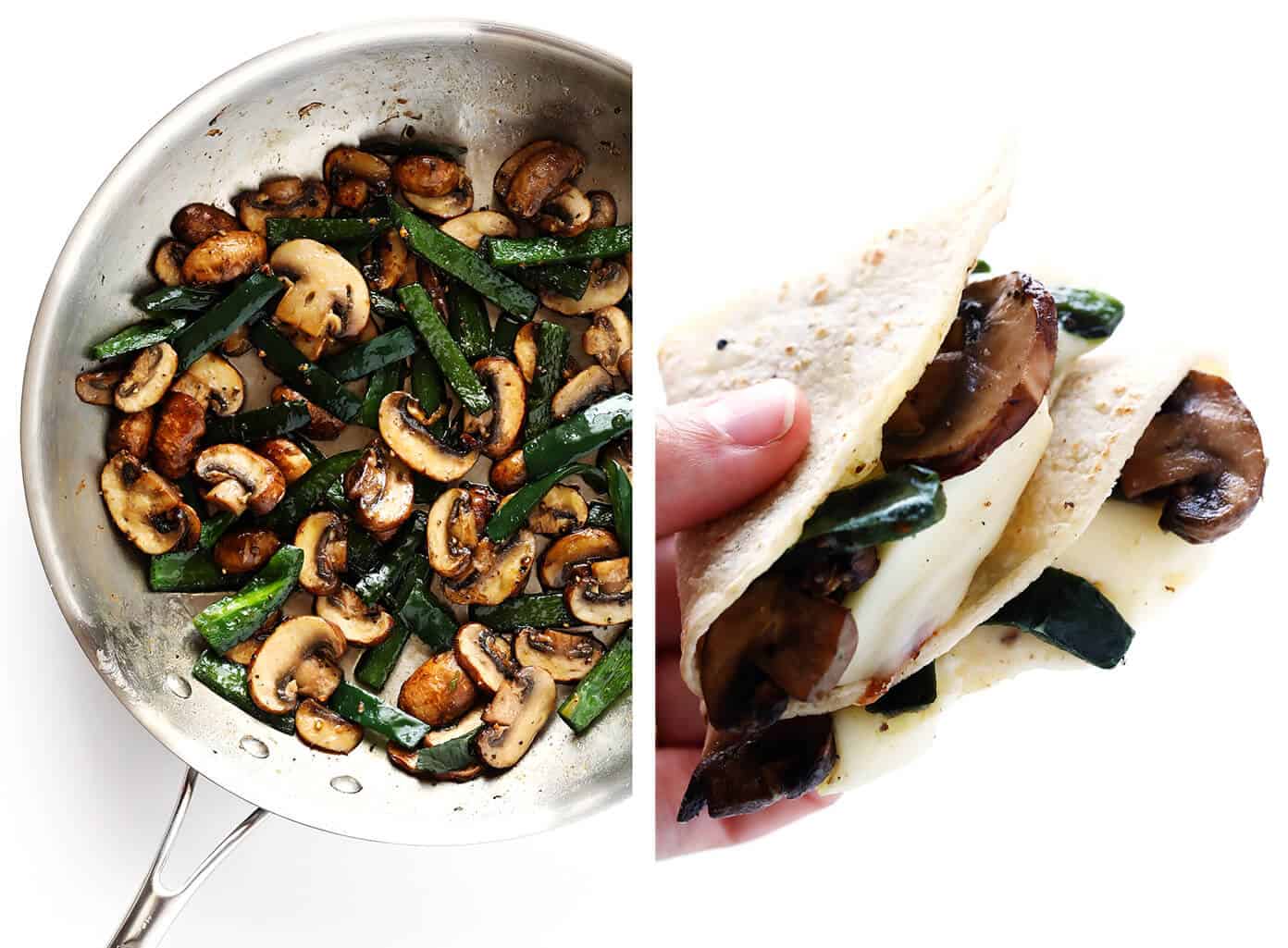 Pan-Roasted Mushrooms with Oaxaca Cheese Quesadillas