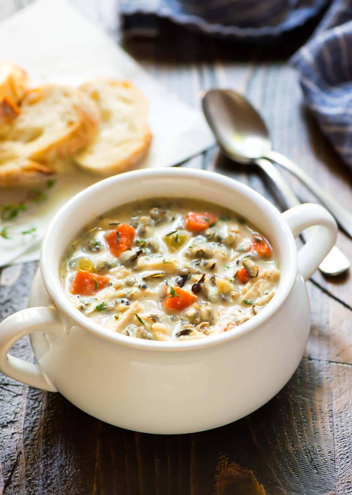 Crockpot Chicken Wild Rice Soup with Vegetables