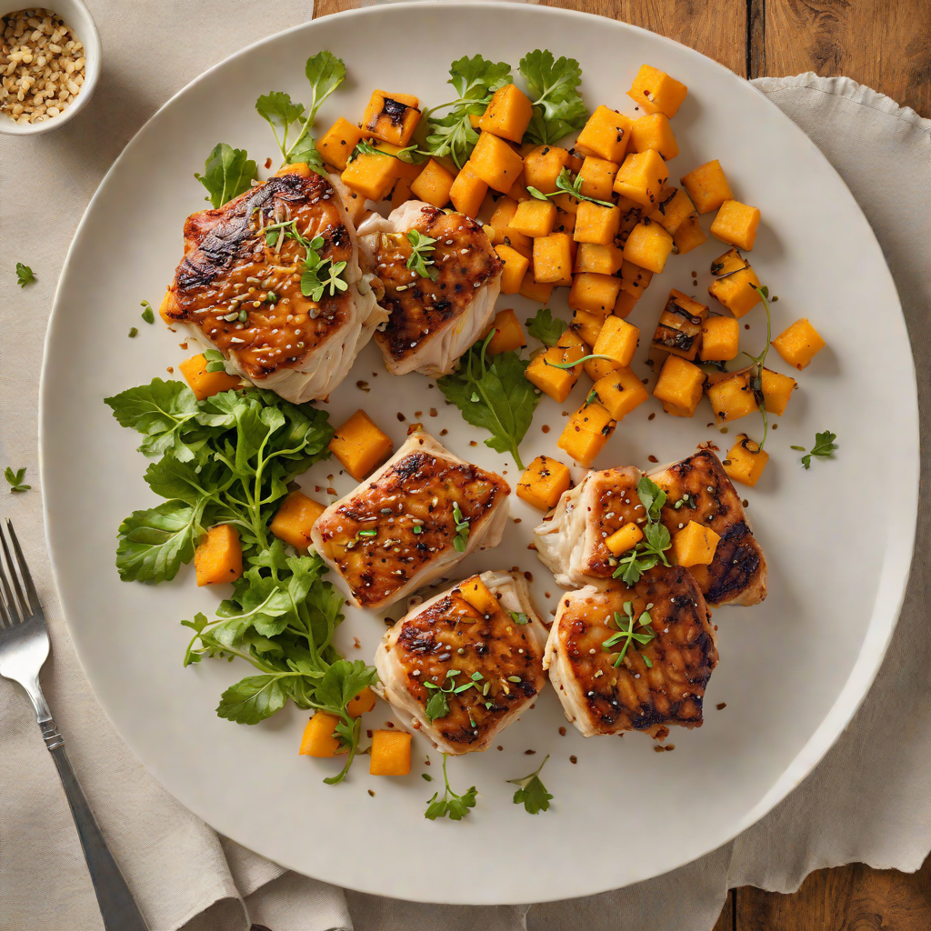 Pan-Seared Chicken Thighs with Roasted Butternut Squash and Garlic