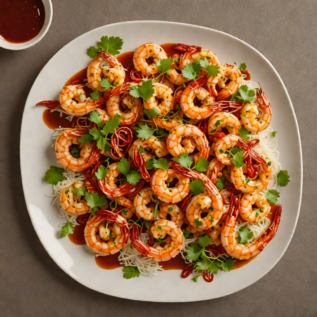 Sautéed Garlic Shrimp with Spicy Nepali Chili Sauce
