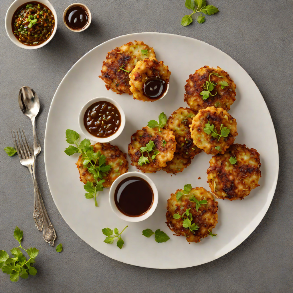 Pan-Fried Spiced Potato and Pea Fritters with Tamarind Chutney