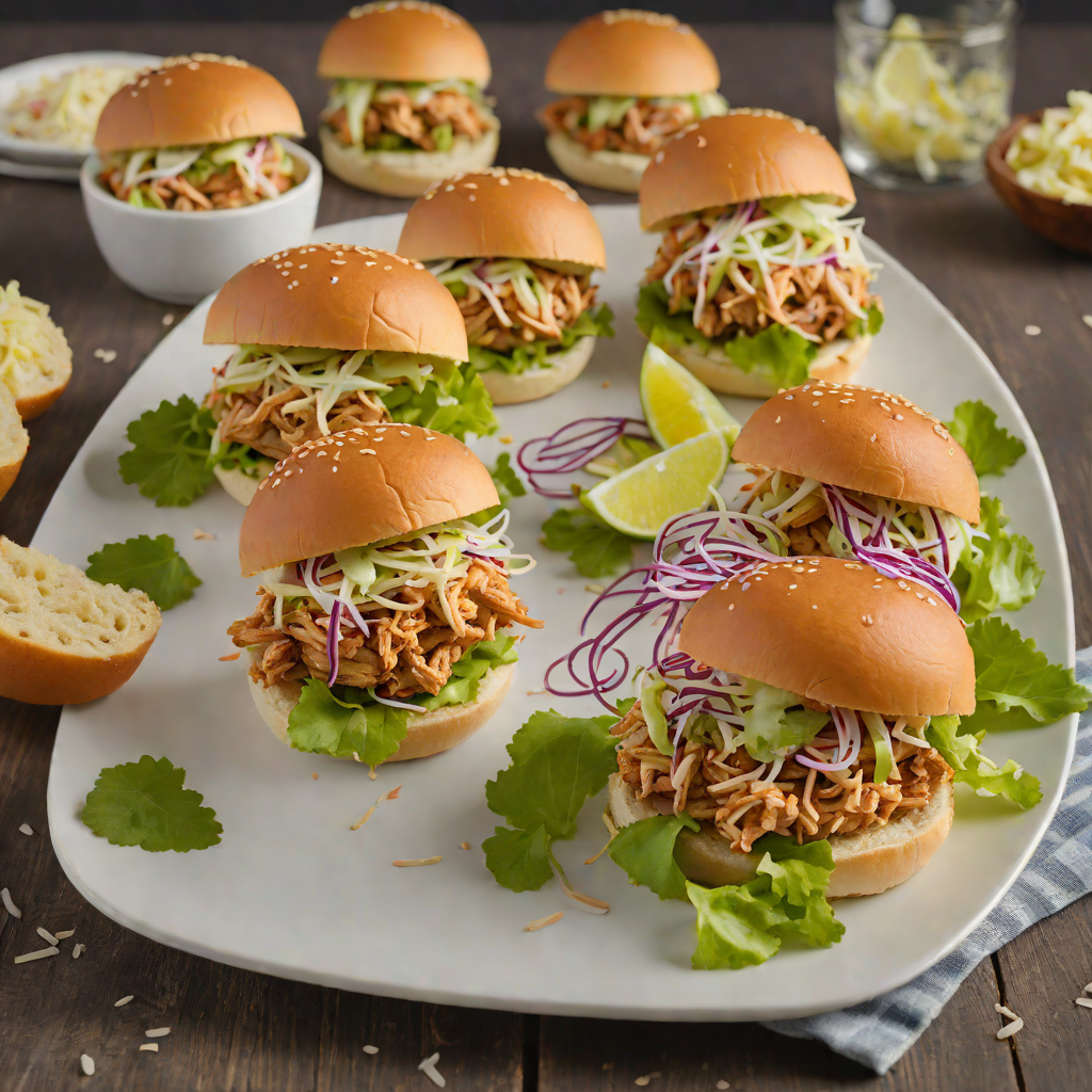 Pulled Smoked Chicken Sliders with Spicy Coleslaw