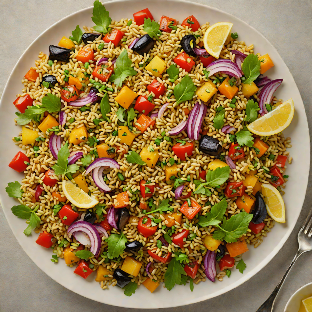 Iraqi-Inspired Freekeh Salad with Roasted Vegetables and Lemon Dressing