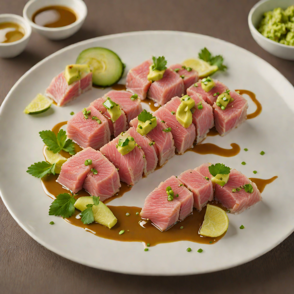 Sushi-Style Seared Tuna with Wasabi Avocado Miso Dressing