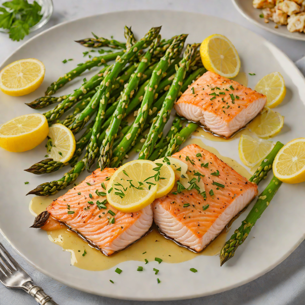 Oven-Roasted Salmon with Garlic Asparagus and Lemon