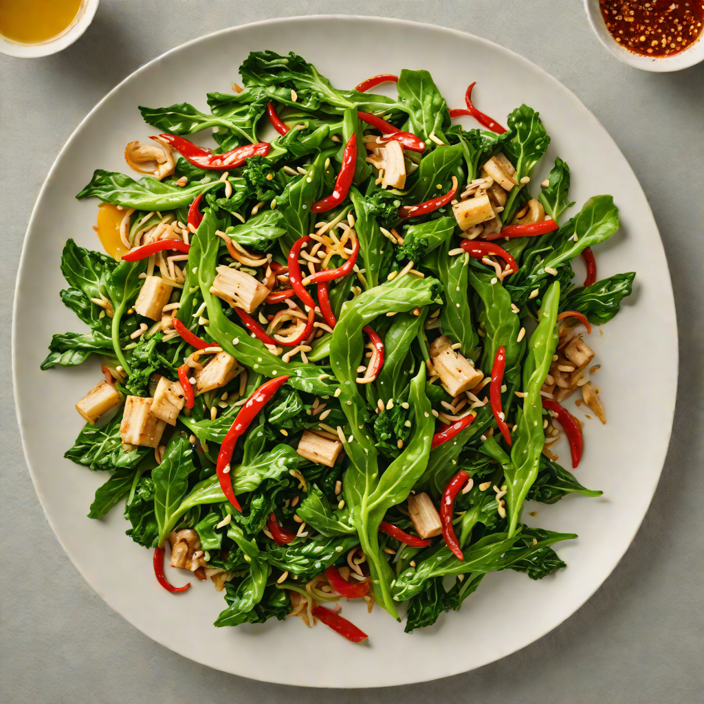 Garlic and Chili Stir-Fried Greens with Miso