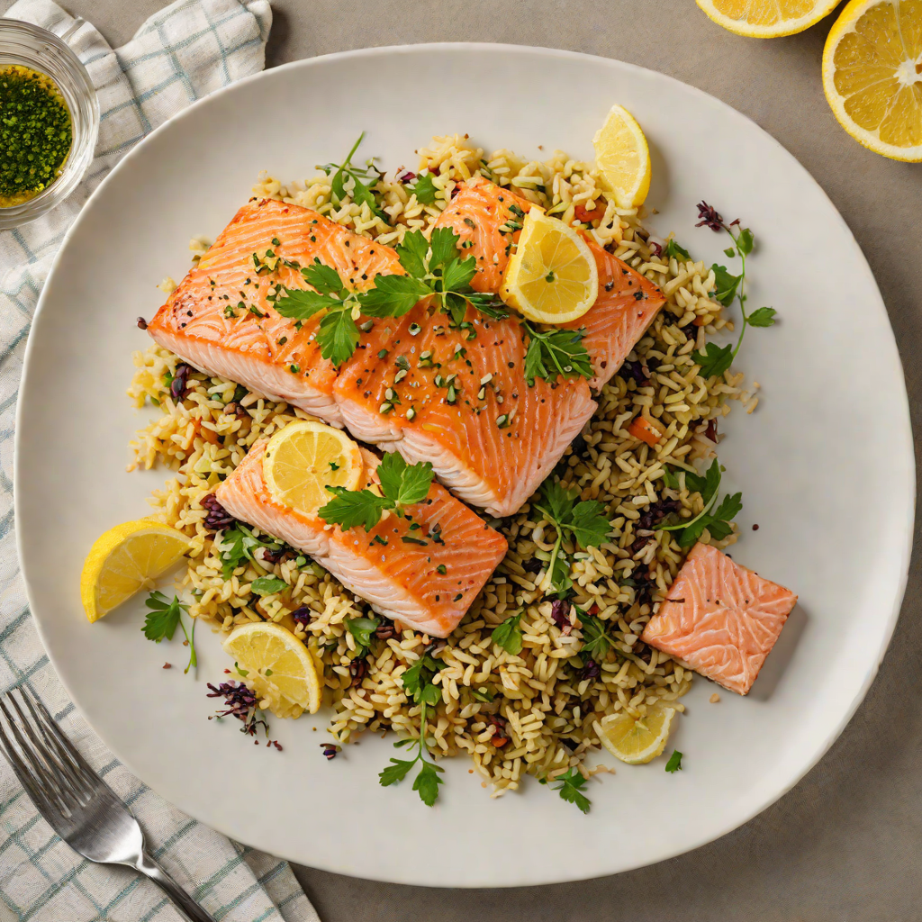 Lemon-Thyme Roasted Salmon with Garlic Butter Quinoa