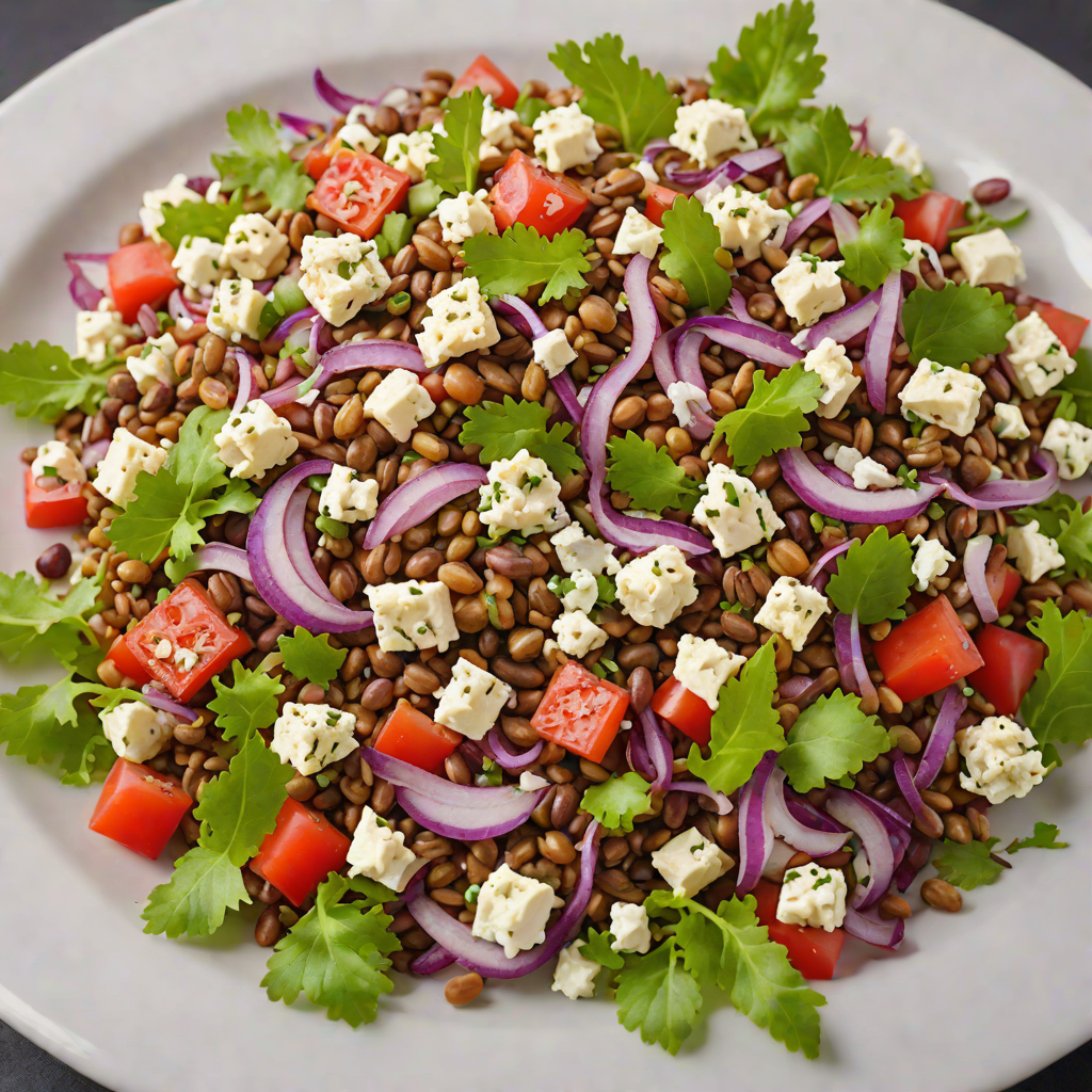 Cold Greek Lentil Salad with Feta and Red Onion