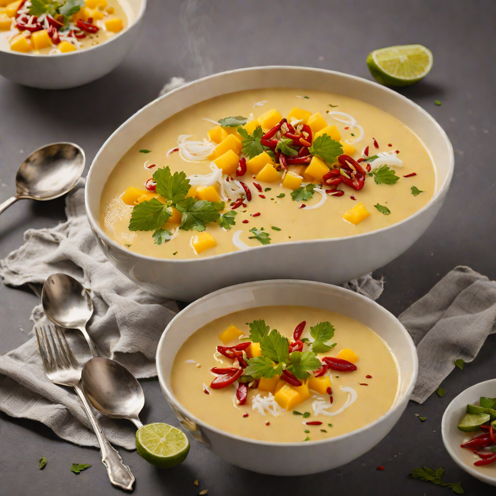 Cold Mango and Coconut Soup with Chili-Lime Drizzle