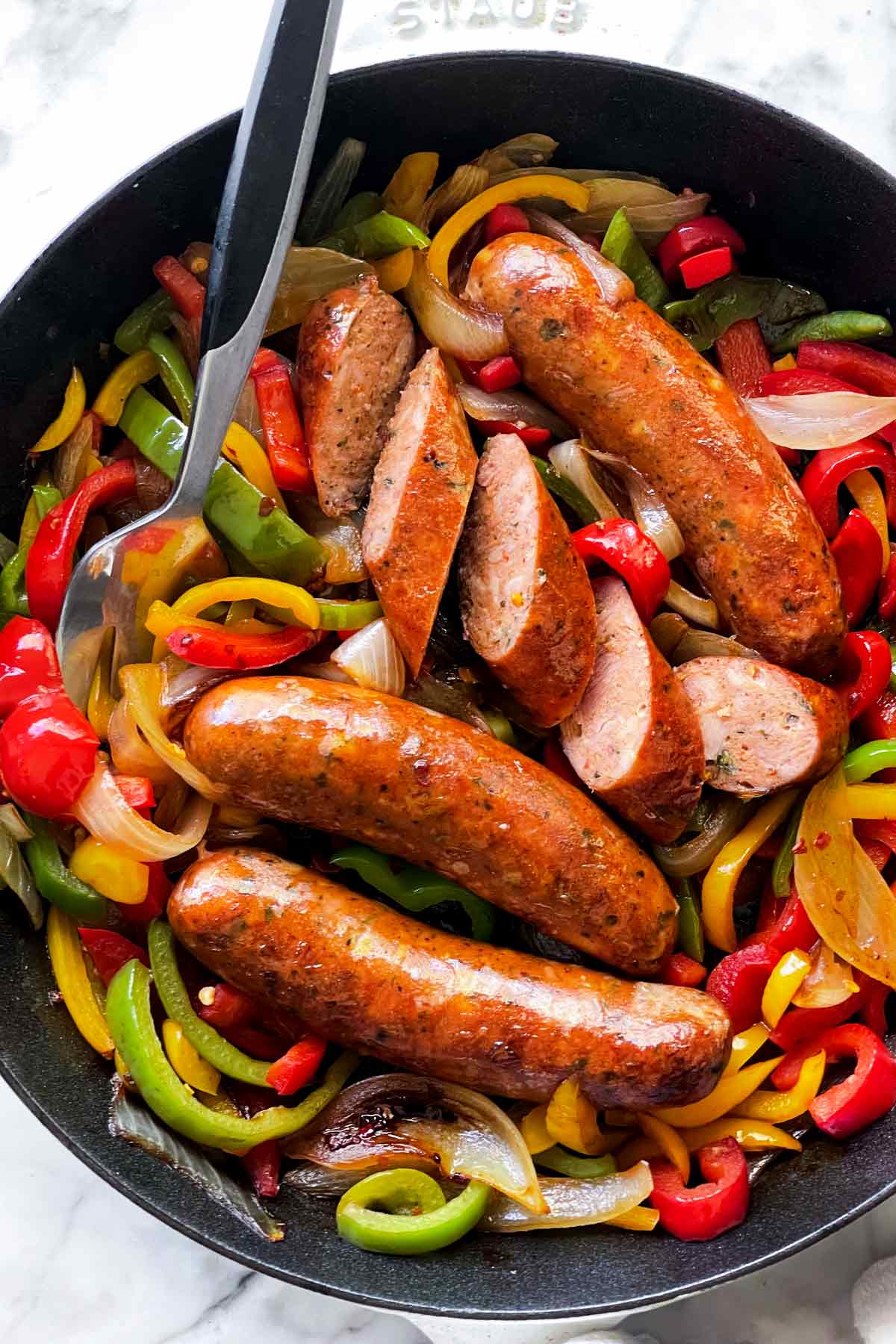 Sautéed Elk Grove Village Sausage with Bell Peppers and Onions