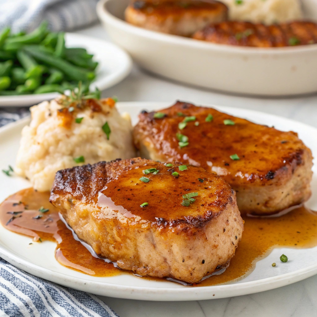 Illinois-Style Maple Glazed Pork Chops with Apple-Onion Sauté