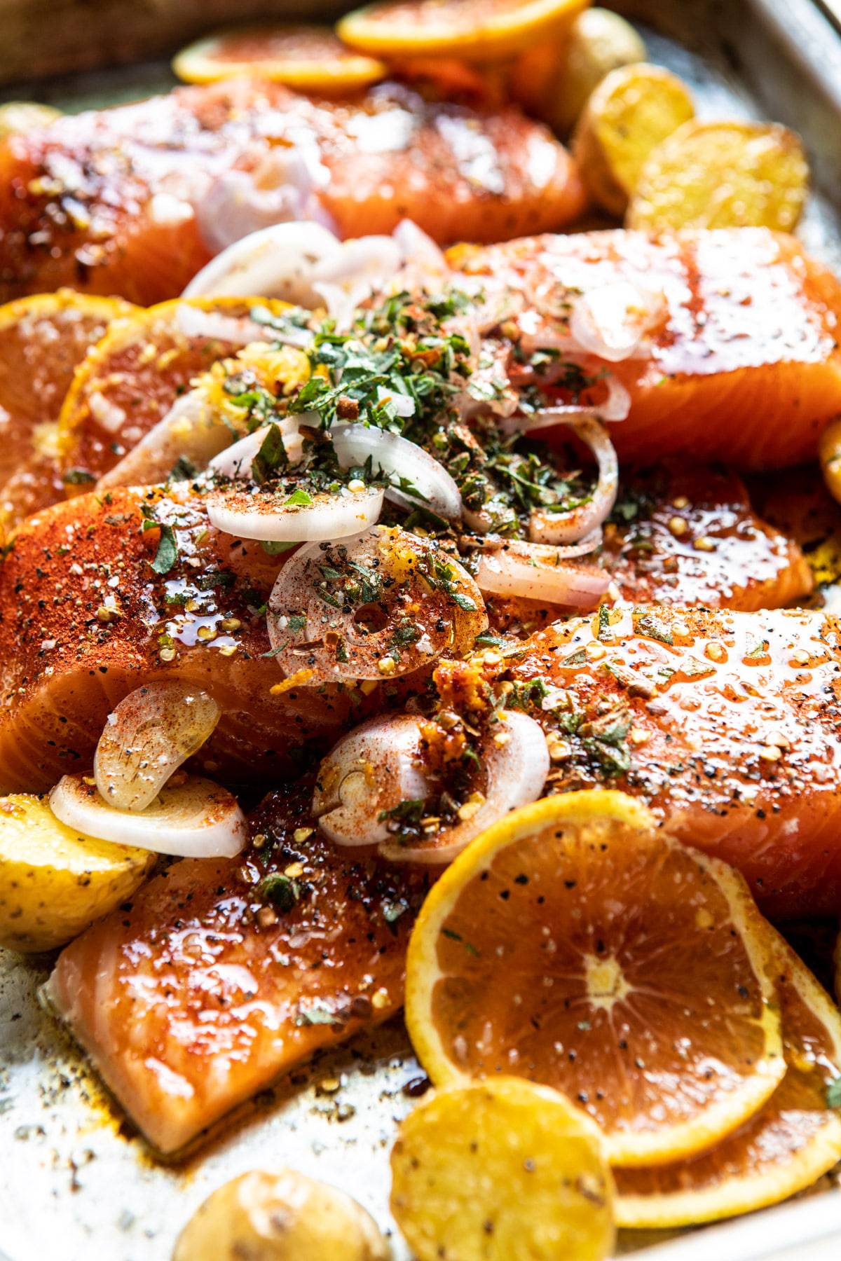 Pan-Roasted Salmon with Citrus Avocado Salad