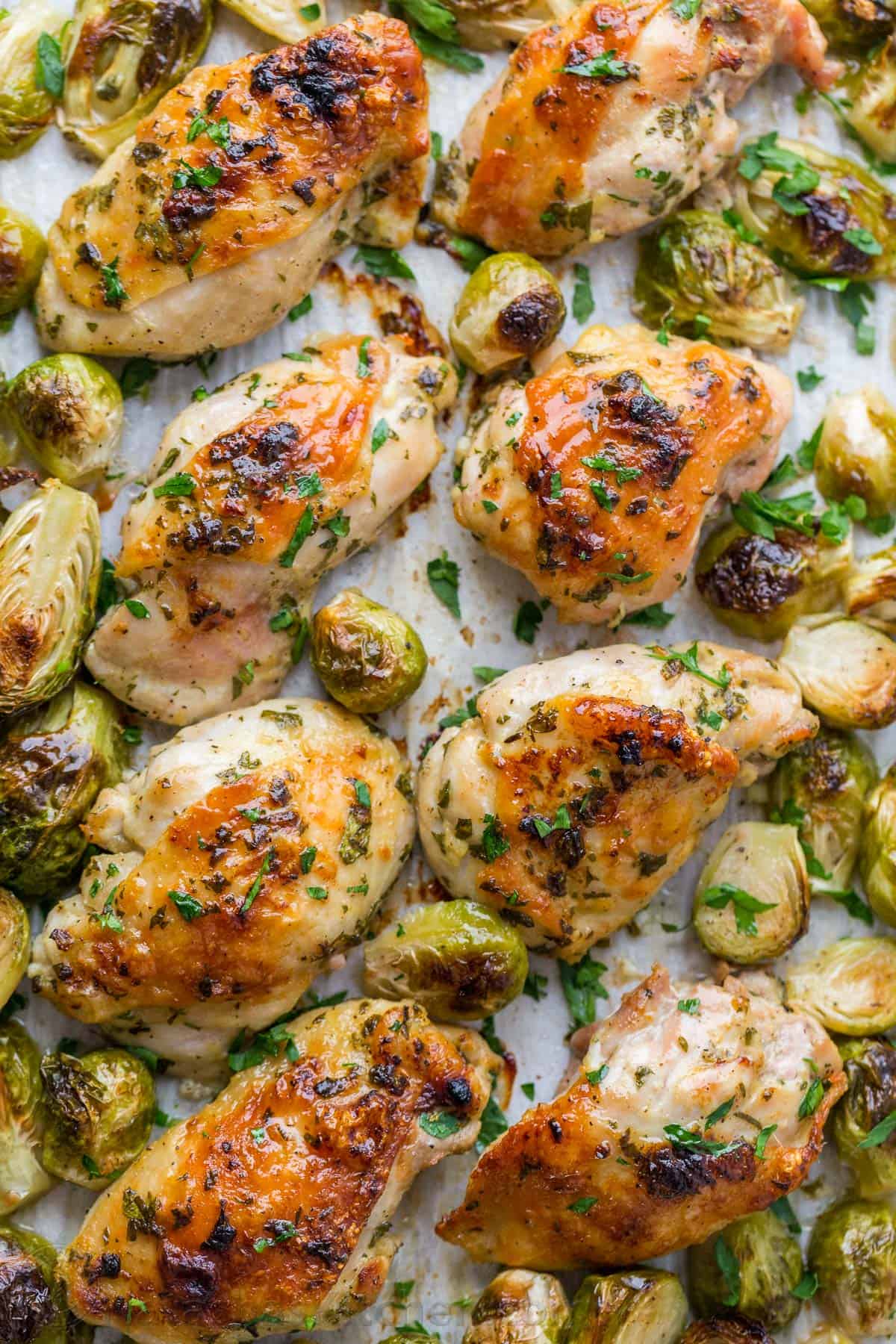 Sautéed Garlic-Ginger Chicken with Roasted Brussels Sprouts