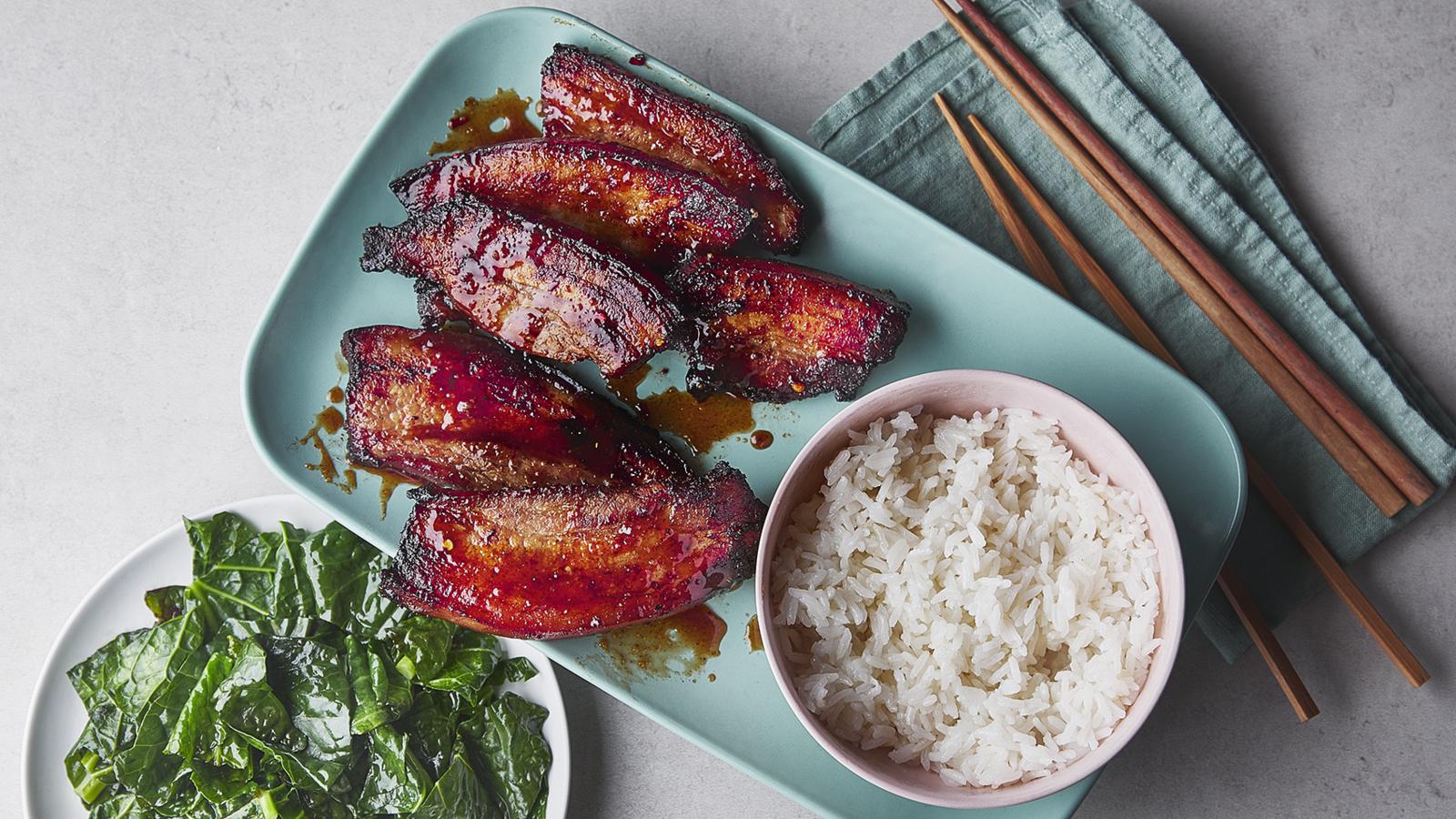 Air Fryer Korean-Style Spicy Pork Belly with Sesame and Scallion Salad