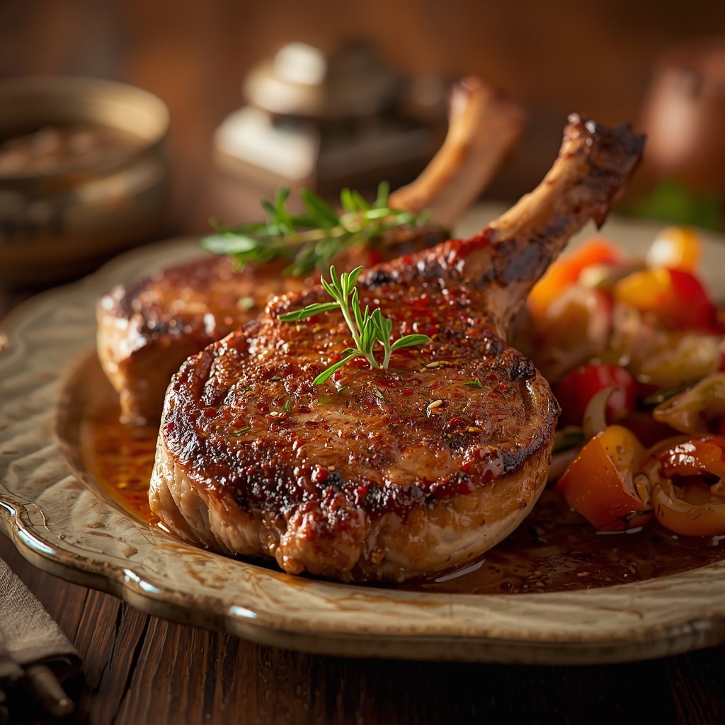 Grilled Cajun-Spiced Pork Chops with Roasted Sweet Potatoes