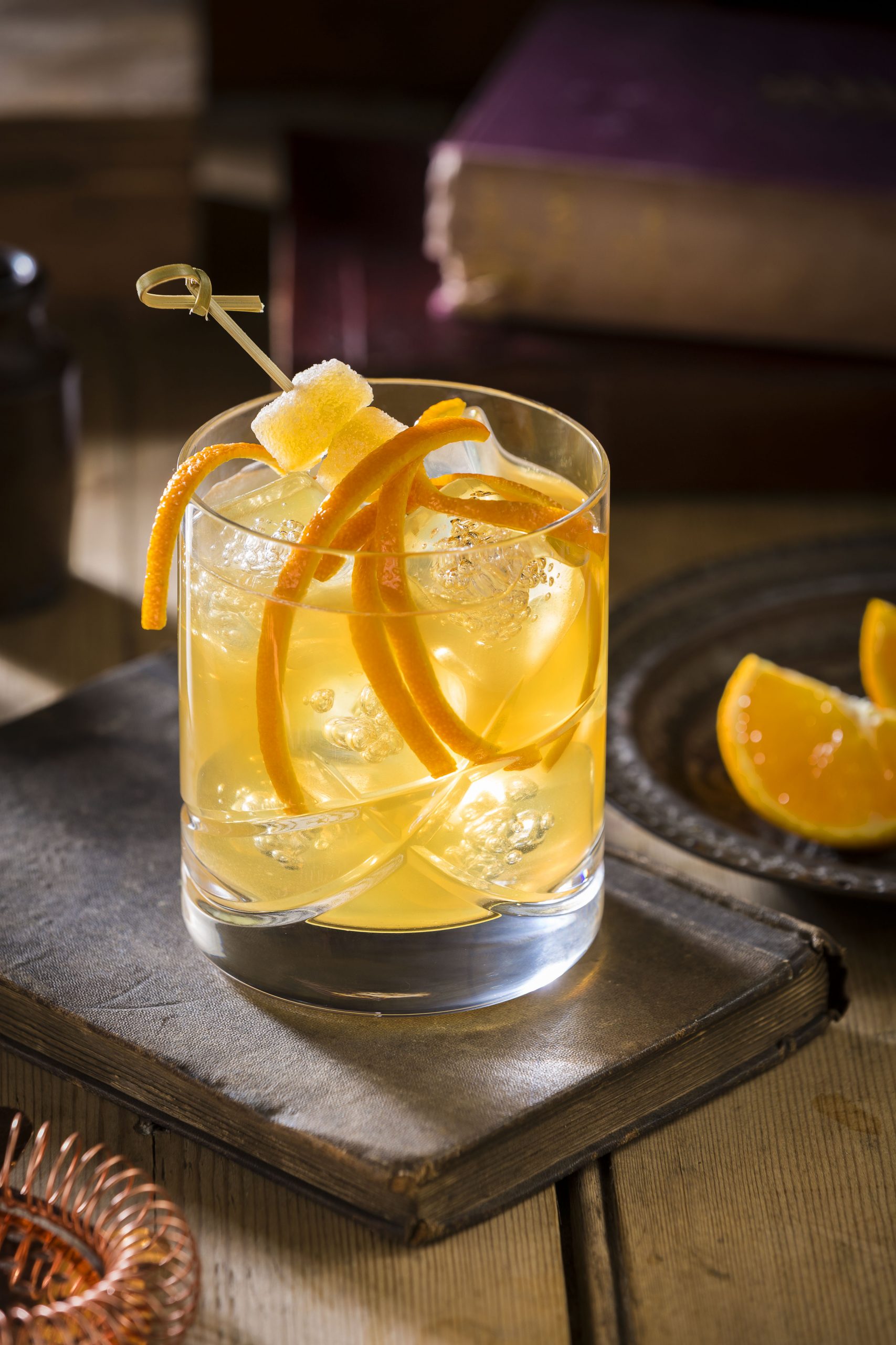 Honey-Ginger Bourbon Sour with Orange Zest