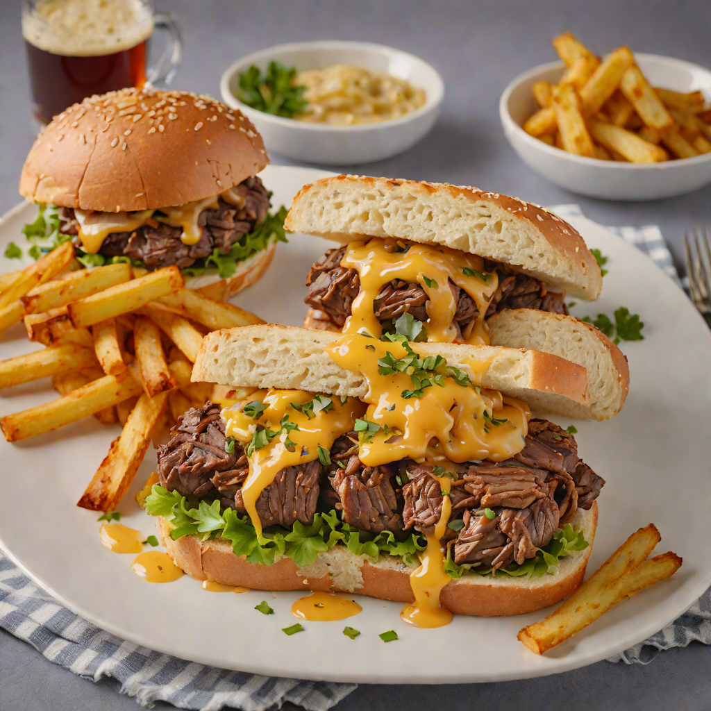 Grilled Beer-Battered Pot Roast Sandwich with Chipotle Citrus Fries
