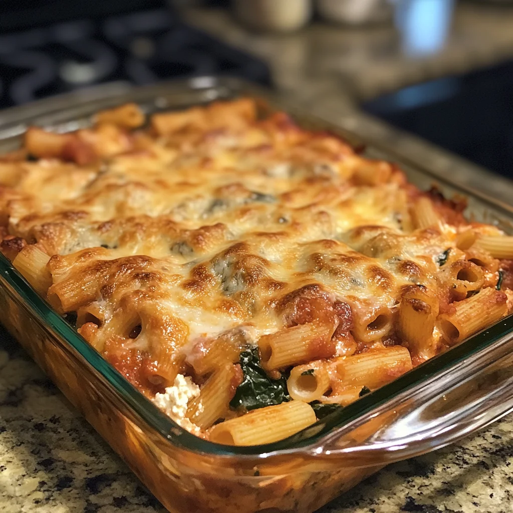 Half Portion Baked Ziti with Ricotta and Spinach