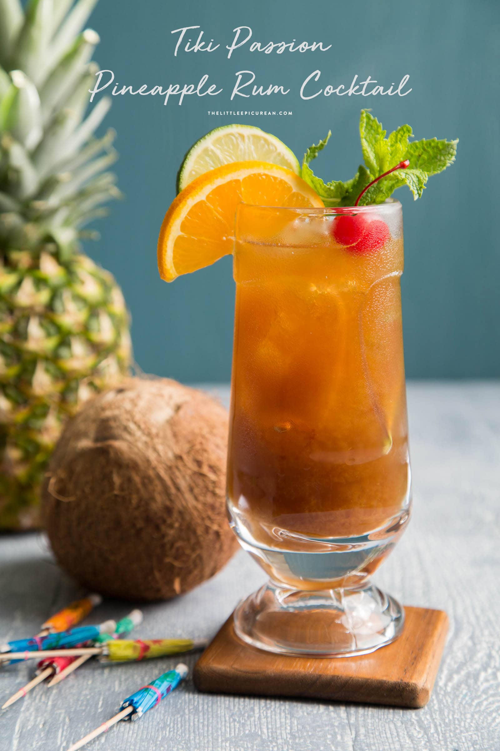 Charred Tiki-Style Pineapple and Rum Cocktail