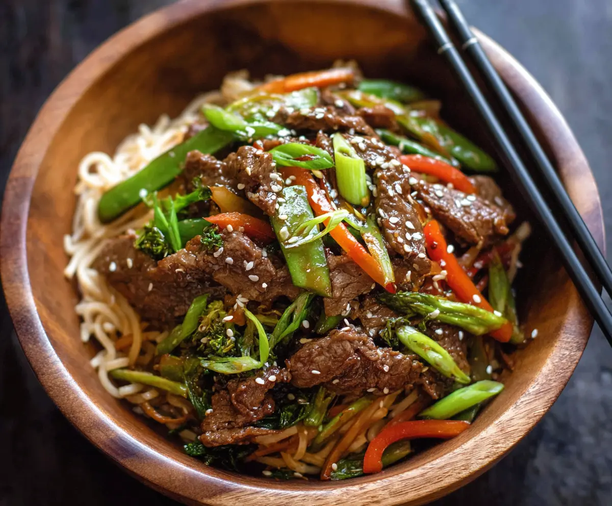 Quick Stir-Fried Garlic Beef with Sesame and Scallions