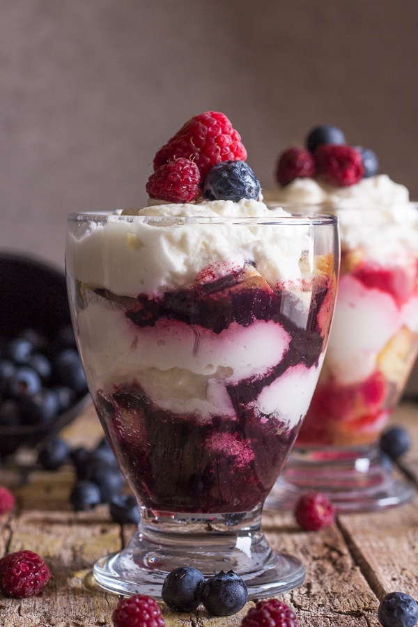 No-Bake Mixed Berry Cheesecake Parfait with Almond Crumble