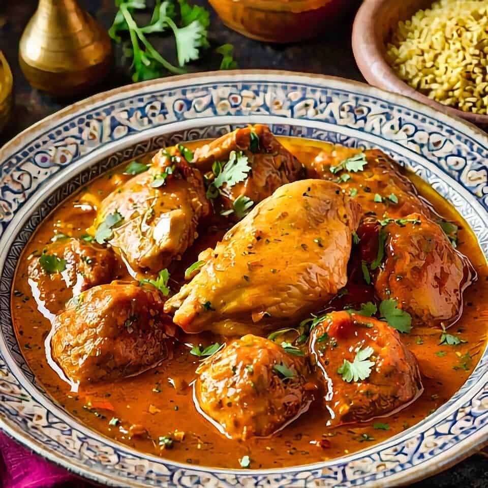 Saffron-Infused Lamb Tagine with Preserved Lemon and Olives