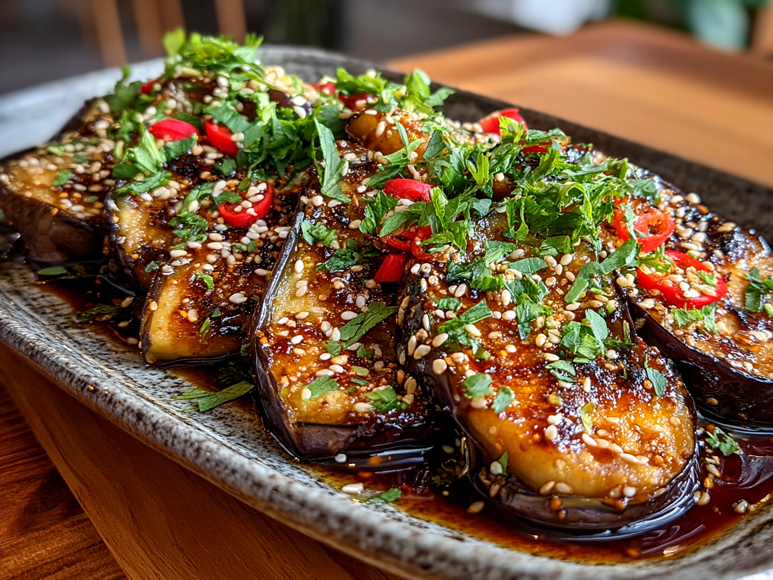 Miso-Glazed Eggplant Donburi with Spiced Sesame
